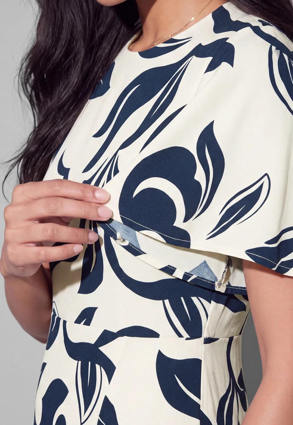 Floral Flutter-Sleeve Midi Dress