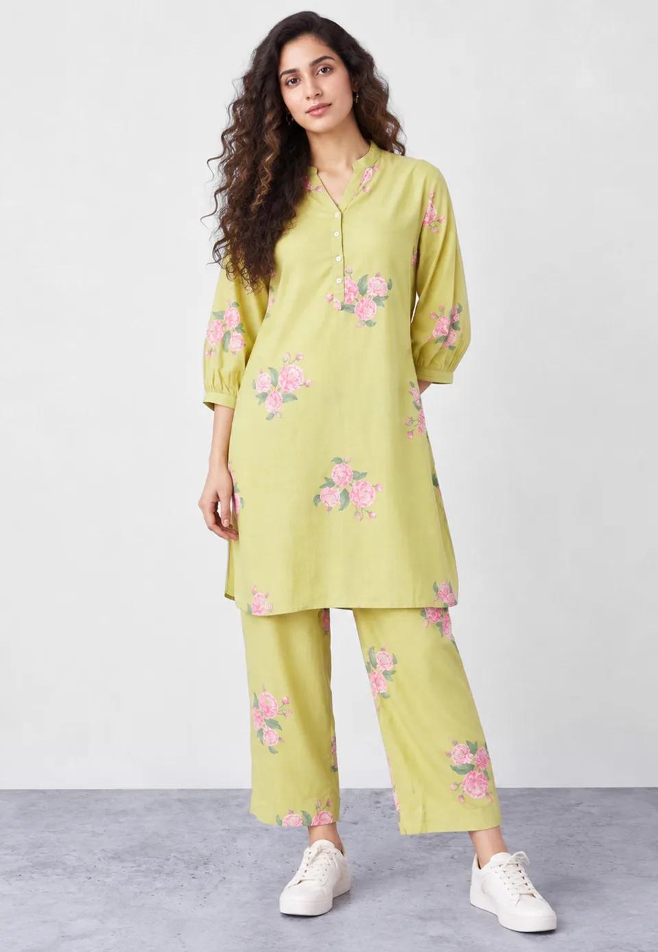 Floral Print Straight Kurta Set