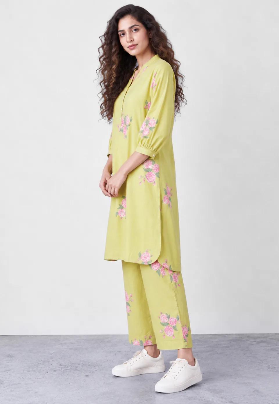 Floral Print Straight Kurta Set - product media