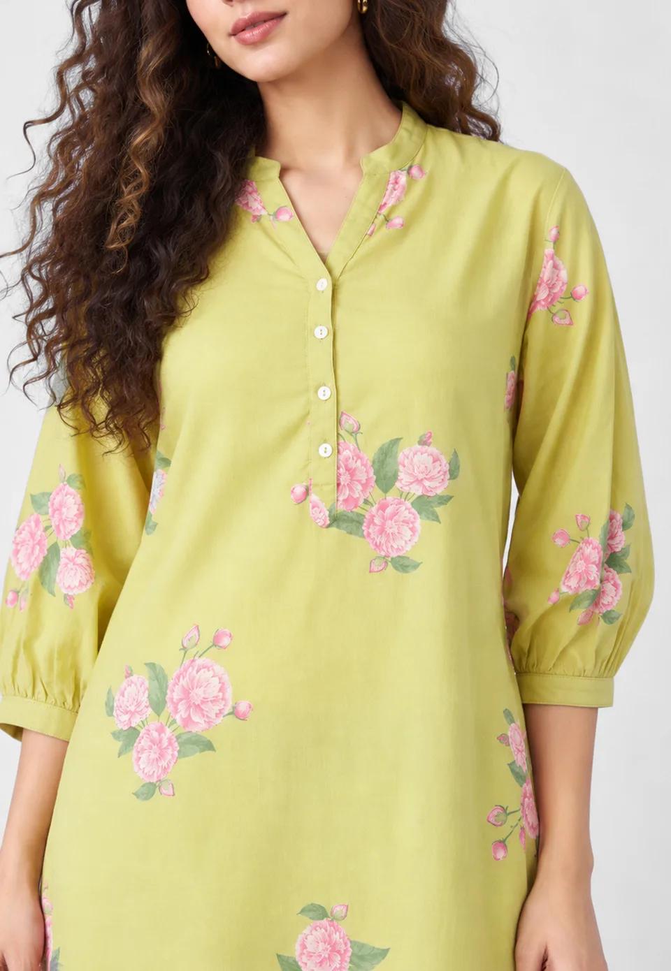Floral Print Straight Kurta Set