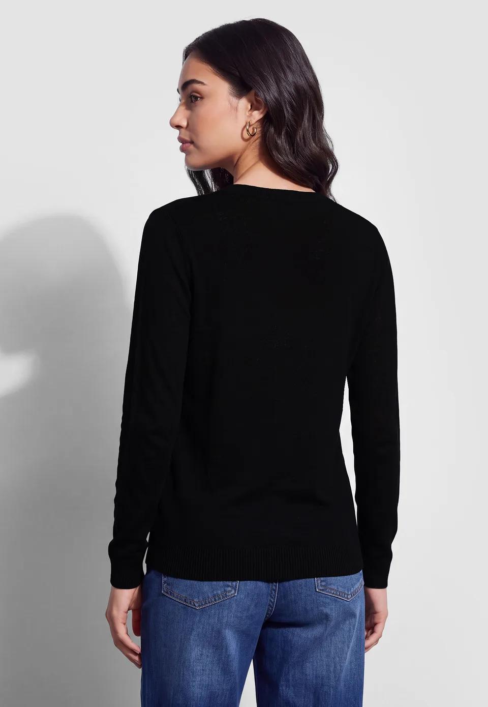 Solid V-Neck Full Sleeve Top