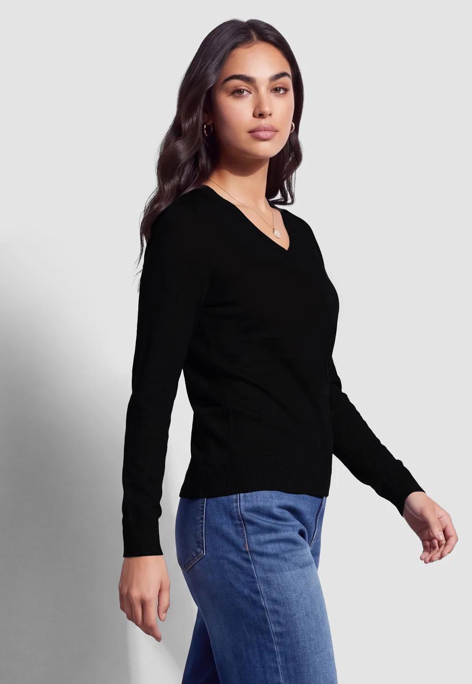 Solid V-Neck Full Sleeve Top