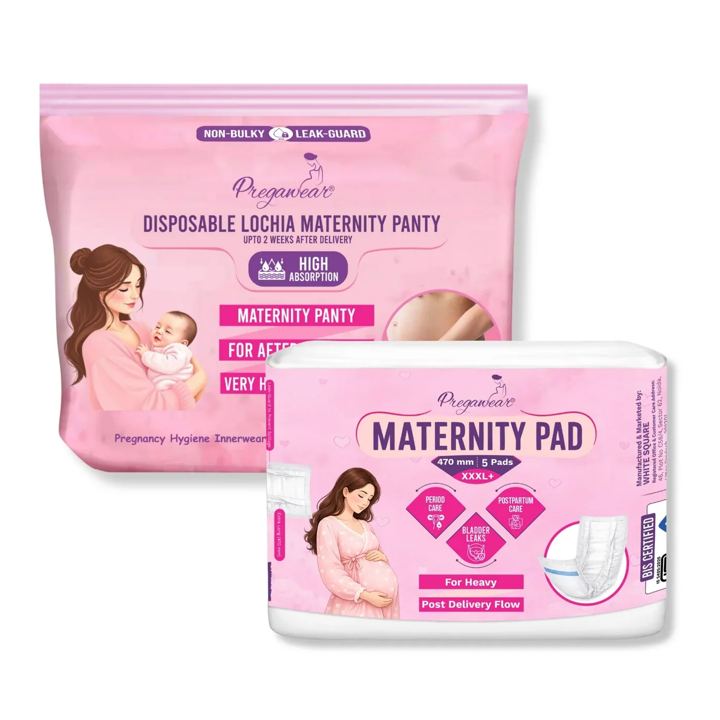 Pregawear Lochia Maternity Panty & Pad Combo Pack of 5…