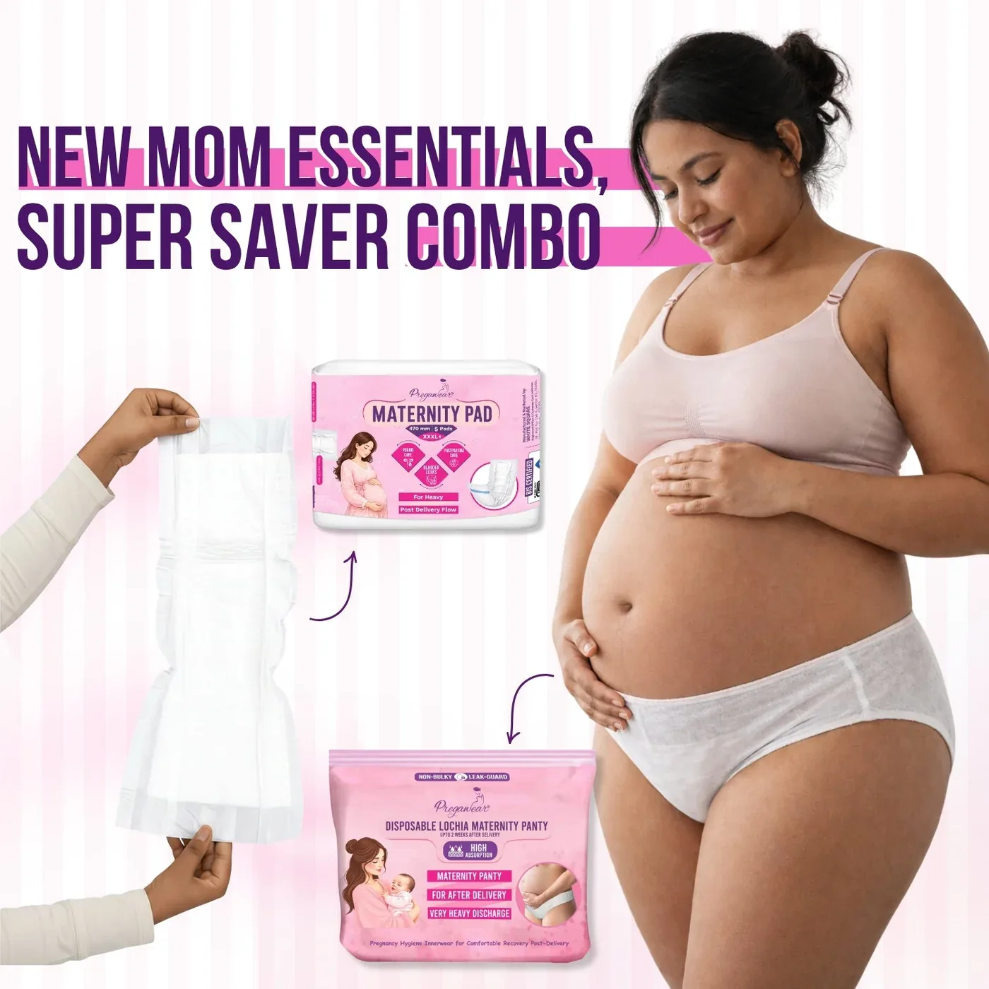 Pregawear Lochia Maternity Panty & Pad Combo Pack of 5…