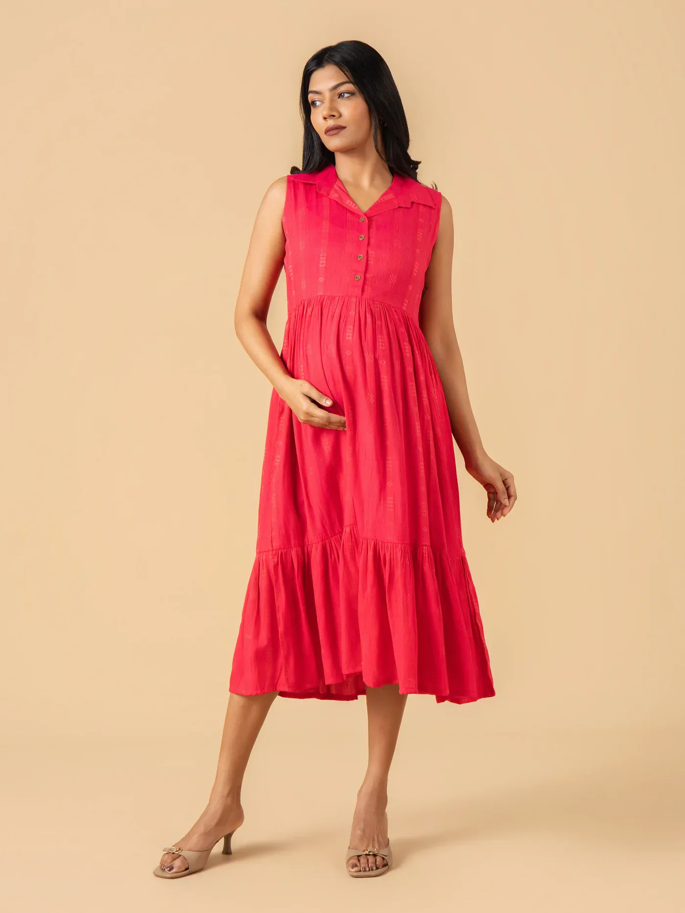 Hot Pink Maternity and Nursing Dress